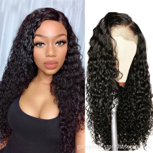 Pre Plucked Deep Wave Wig Peruvian Virgin Cuticle Aligned Human Hair Lace ront Wig Full HD Lacefront Closure Front Wig Wholesale